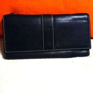 Coach black leather and lavender wallet